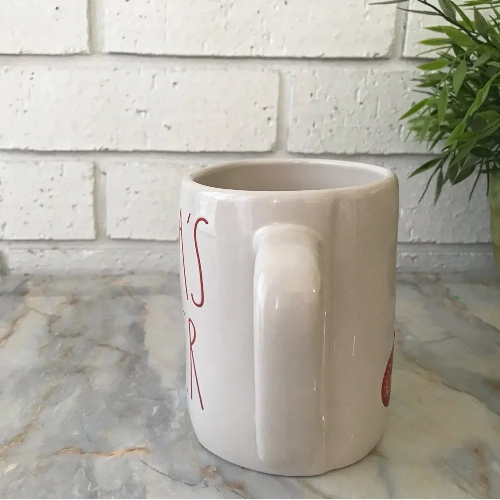 Rae Dunn Mug Santa’s Helper White with Red Lettering